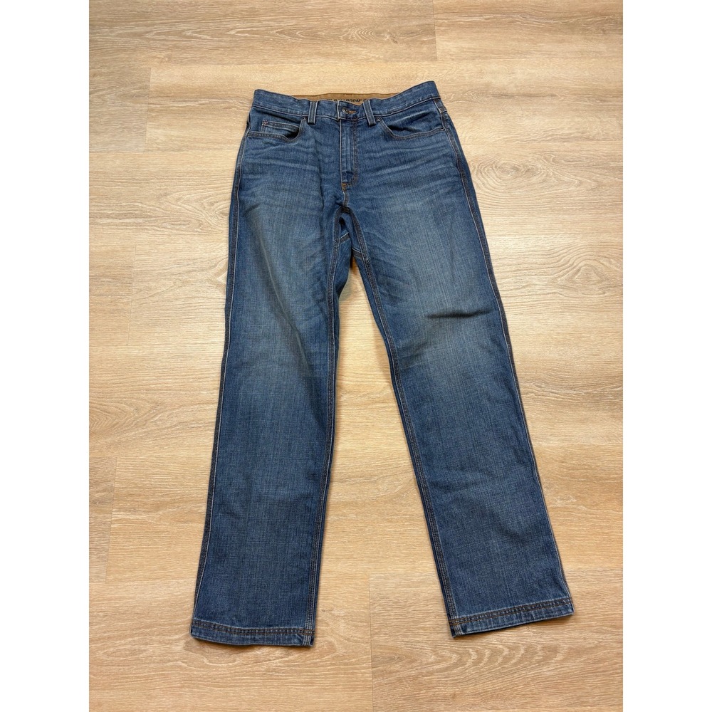 Duluth Trading Co Flex Ballroom Jeans Mens 33x34 Relaxed Fit Blue Stretch Denim